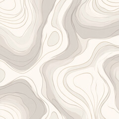 Fototapeta premium A seamless, flowing pattern of white topographic lines overlaid on soft, neutral, and earthy-toned, wave-like shapes, creating an abstract and serene texture. 