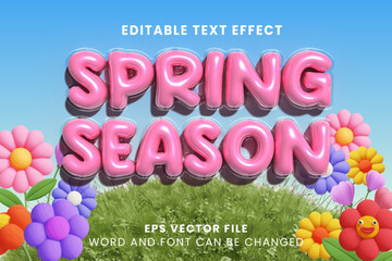 Spring season pink balloons inflated editable text effect