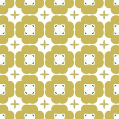 Fototapeta premium Seamless retro floral pattern with geometric shapes in yellow tones