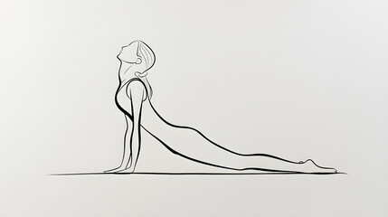 Woman practicing upward facing dog yoga pose drawing