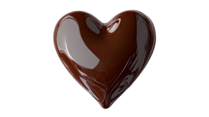 Heart shape chocolate glossy cocoa confection sweet romantic dessert smooth surface studio macro photography isolated on white background