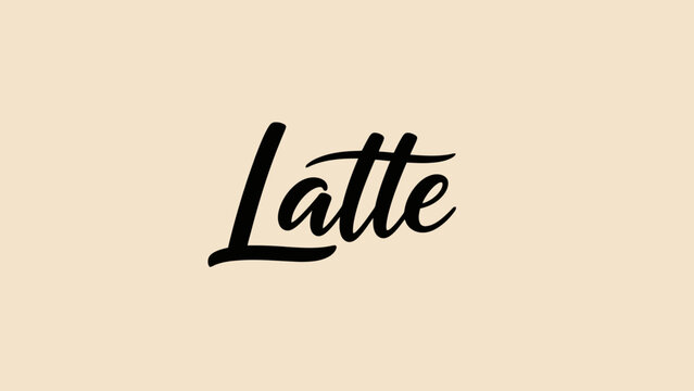 Elegant Script Text 'Latte' in Black on a Soft Beige Background, Minimalist Design