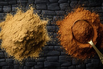 Ground Coriander and Ground Cumin Powder Flat Lay