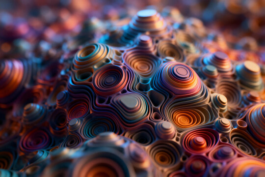 Abstract Swirled 3D Fractal Pattern with Colorful Layers - Powered by Adobe
