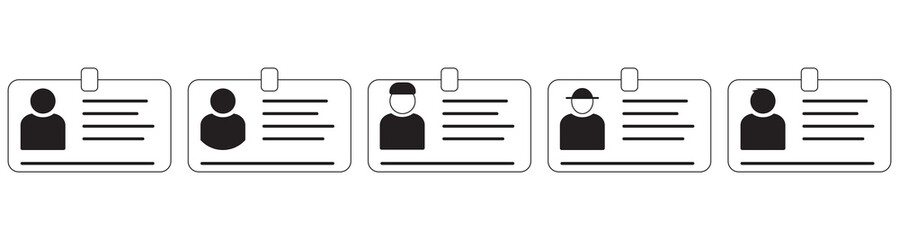 Id card icon. Driver's license identification icon. ID Card minimal thin line icons. Id card outline icon set isolated on white background.