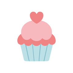 Romantic love-themed vector elements, hearts, arrows, ribbons, minimal flat style