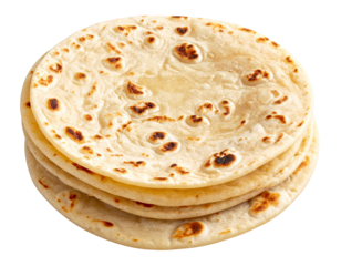Folded Traditional Aloo Paratha in Quarter Triangle Shape, Stacked Pair, isolated on transparent background