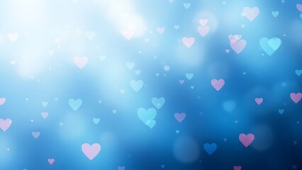 Whispers of love a dreamy blue background with floating hearts and soft lights