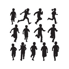 Running Kid Child Silhouettes Collection,Running Children Silhouettes,Vector Running Kid Silhouettes,Active Child Silhouettes,running child vector
