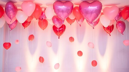 Valentine s day heart balloons and confetti decoration
