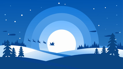 Winter night with santa's sleigh © md