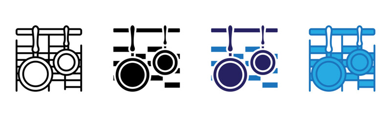 Frying Pan Icon Multi Style Vector Illustration