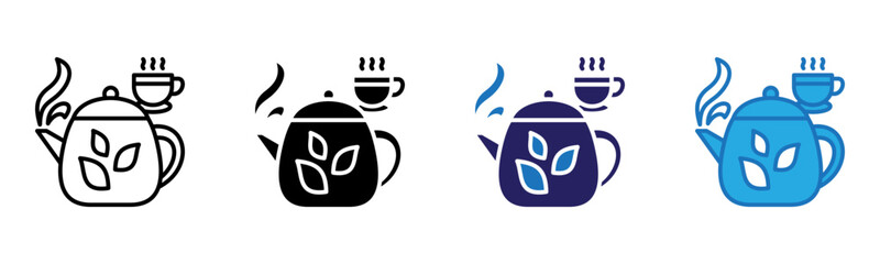 Teapot Icon Multi Style Vector Illustration