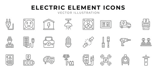 Electric Element icon pack for your website design, logo, app, UI. Electric Element icon outline design. Vector graphics illustration