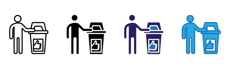 Garbage Can Icon Multi Style Vector Illustration