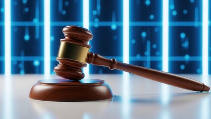 Gavel on a digital abstract background