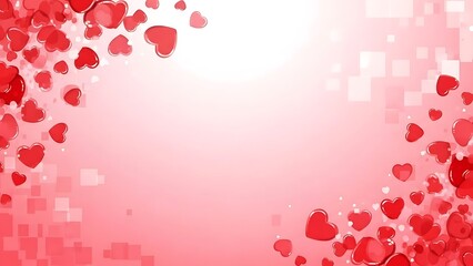Valentine s day background with red hearts and soft pink gradient