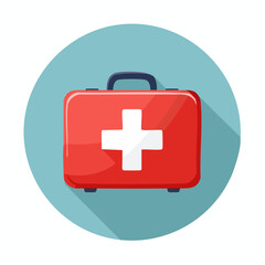 Obraz premium Medical First Aid Kit Icon with White Cross Symbol for Emergency Health Care and Safety Assistance