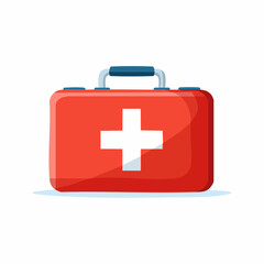 Obraz premium Essential red first aid kit illustration, symbolizing immediate medical care, health assistance, and emergency preparedness for safety and well-being in various situations