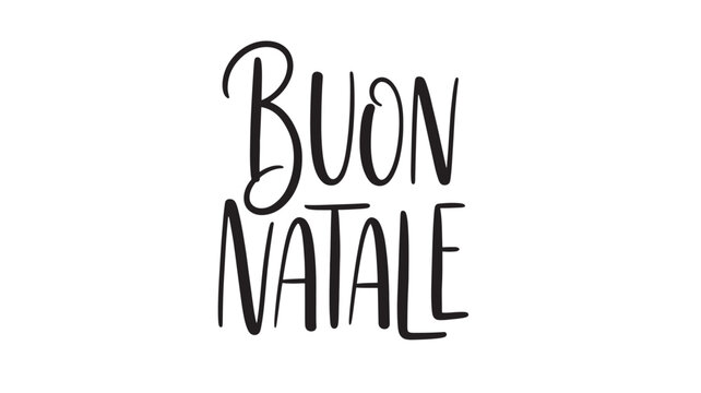 Buon natale hand lettering illustration festive italian greeting on transparent background silhouette