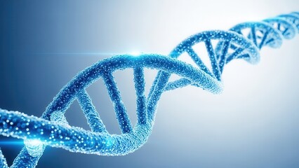 Blue DNA helix molecule, genetic research