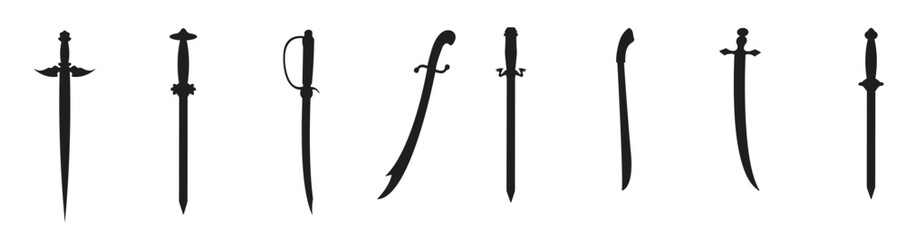 Naklejka premium swords silhouette weapon clip art medieval shape