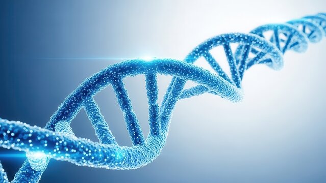 Blue DNA helix molecule, genetic research - Powered by Adobe