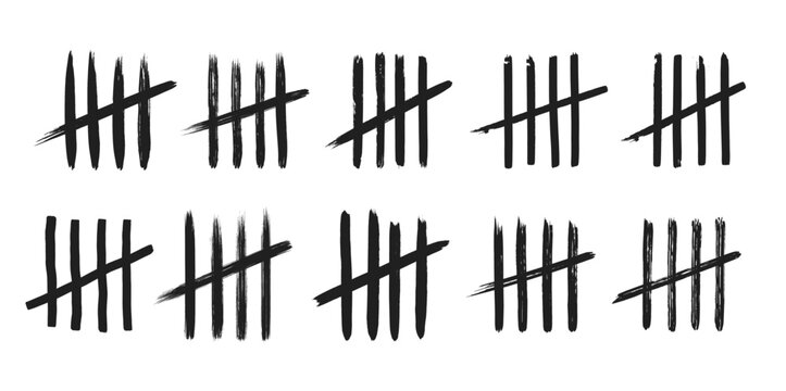 Tally marks on white board hand drawn dirty art style