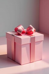 Obraz premium Elegant gift box with ribbon and bow, showcasing luxury product , shopping, design, ribbon