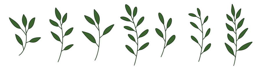  vector branches and leaves hand drawn floral elements