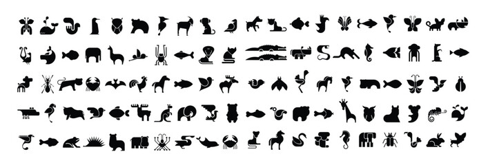 vector silhouettes of animals mammals birds fish insects © Zooh