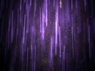 Vibrant purple light trails with sparkling particles in dark space
