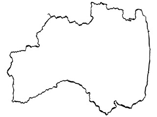 Naklejka premium 福島県地図 筆タッチ 和風 東北 東日本 / A brushstroke map of Fukushima prefecture