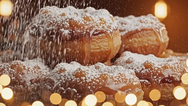 Fat Thursday Sweet Treat With Freshly Fried Pączki and Shiny Glaze