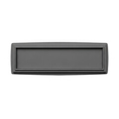 Gray plastic nameplate with raised border