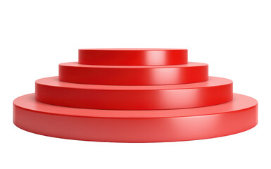 Red circular podium with four tiers isolated on transparent background