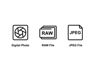 Digital Photo RAW File JPEG File Minimal Bold Line Icon Set