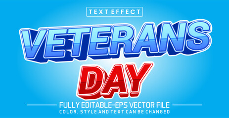 Veterans day font Text effect editable