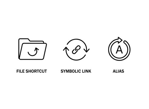 File Shortcut Symbolic Link Alias Icon Set Minimal Bold Line