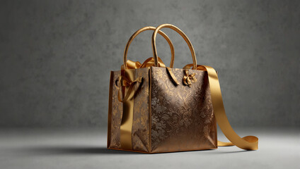 Elegant Gold Foil Gift Bag. generative ai