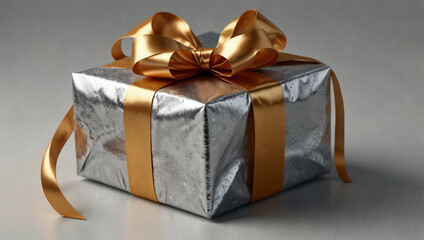 Elegant Gold and White Gift Box. generative ai
