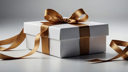 Elegant Gold and White Gift Box. generative ai