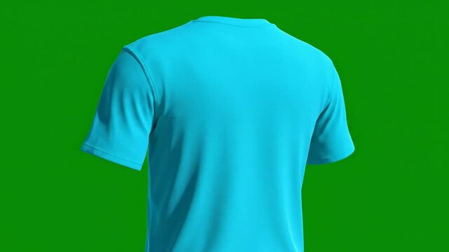 Green Screen Blue T-Shirt Mockup Rotating Slowly in Seamless 360 Degree Loop