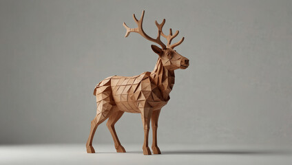Geometric Wooden Reindeer Decoration. generative ai