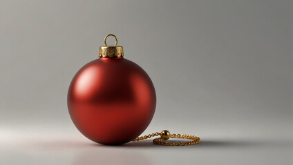 Glossy Red Christmas Ornament on Snow.  generative ai