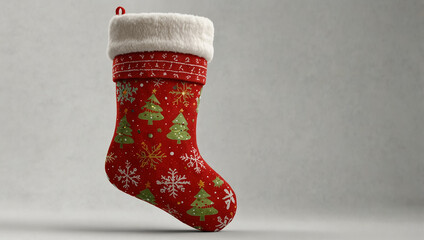 Festive Christmas Stocking with Snowman Pattern. generative ai