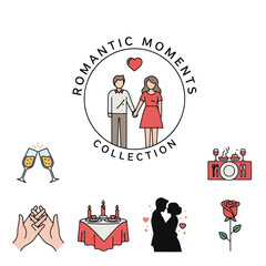 Romantic Moments Collection Couple Celebration and Symbols of Love.