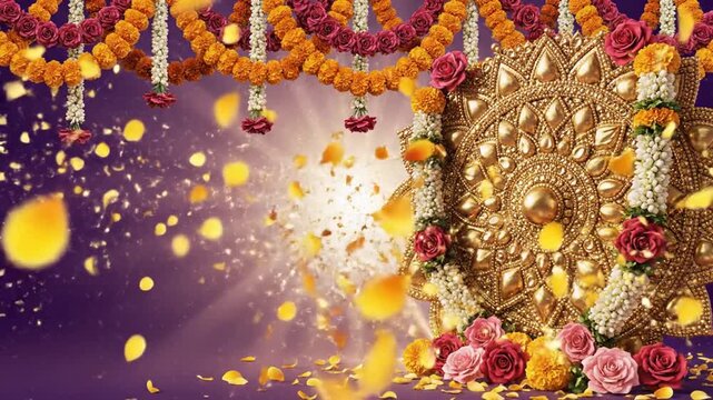 Guru Ravidas Jayanti Celebration With Decorative Mandala, Floral Garlands