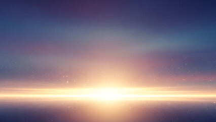 Serene Sunrise Sky Landscape with Soft Glowing Sun and Stars