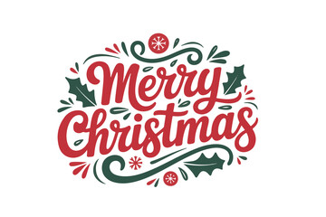 Merry Christmas Hand Lettering Vector Design